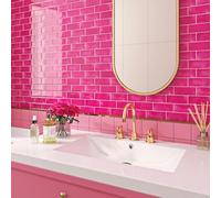 Livelynine Azulejos Adhesivos Cocina Rosa 30x30 Baldosas Adhesivas Pared 3D Impermeable Vinilo Adhesivo Pared Cocina Baño Vinilo Paredes Cocinas Azulejos 3D Rosa Revestimiento Adhesivo, 4 Losetas