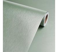 Livelynine Papel Adhesivo para Muebles Cepillado Verde Claro 40CMx10M Vinilo Adhesivo Frigorifico Nevera Lavadora Vinilo Adhesivo Acero Inoxidable para Electrodomestico Mesa Papel Pintado Autoadhesivo