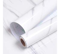 Livelynine Papel Marmol Adesivo Decorativos Muebles Para Mesas Cocina Vinilos Para Muebles Blanco y Gris Vinilo Marmol Adhesivo Papel Pintado Pared Autoadhesivo Blanco Vinilo Encimera Cocina 40CMX2M