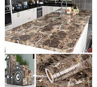 Livelynine Papel Pintado Autoadhesivo Marmol 40CMX1000CM Vinilo Adhesivo Para Encimera de Cocina Marmol Marron Imperial Adhesivos Vinilos Para Muebles de Cocina Vinilos Para Mesas Decorativos Baños