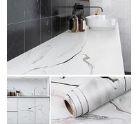 Livelynine Papel Pintado Autoadhesivo Marmol Blanco con Vena Turquesa 40CMx5M Lavable Vinilo Adhesivo Encimera Cocina Marmol Papel Adhesivo para Muebles Escritorio Vinilo Adhesivo Pared Baño Cocina