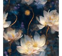 Livelynine Papel Pintado Autoadhesivo Pared Flores Azul Oscuro y Blanco Papel Adhesivo Pared Dormitorio Floral Blanco y Dorado Impermeable Vinilo Adhesivo Muebles Cocina Dibujos Florecitas 44.5CMx2M