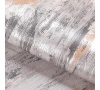 Livelynine Papel Pintado Gris Plata Papel Pared Papel Adhesivo Cocina Papel Tapiz Paredes Vinilos para Muebles Papel Pintado Pared Dormitorio Vinilo Adhesivo Gris Metalizado 40CMX2M