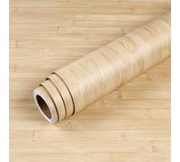 Livelynine Papel Pintado Madera Listones Clara 40CMx10M Papel de Pared Autoadhesivo Dormitorio Vinilo Encimera Cocina Madera Paneles Beige Vinilos para Muebles Baño Puertas de Armario Escritorio