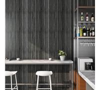 Livelynine Papel Pintado Pared Autoadhesivo Listones Madera Efecto 3D 90CMx500CM Vinilo Adhesivo Pared Dormitorio Salon Impermeable Papel Adhesivo para Muebles Madera Negro Papeles Autoadhesivo Pareds