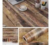 Livelynine Papel Pintado Pared Autoadhesivo Listones Madera Rustica 40CMx10M Vinilo Adhesivo Pared Cocina Lavable Vinilo para Encimera de Cocina Madera Papel Adhesivo para Muebles Madera Mesas Puerta