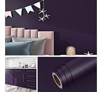 Livelynine Papel Pintado Pared Autoadhesivo Morado 40CMx10M Lavable Papel Pared Adhesivo Dormitorio Infantil Salon Vinilo Adhesivo Muebles Cocina Violeta Mate Vinilos para Baños Puertas de Armario