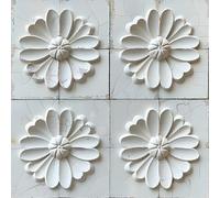 Livelynine Papel Pintado Pared Blanco Flores Faux 3D Azulejos Efecto Papel Pintado Autoadhesivo Pared Flores Dormitorio Salon Baño Vinilo Adhesivo Muebles Floral Rustico Blanco Roto Armarios 44.5CMx2M