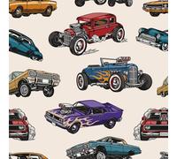 Livelynine Papel Pintado Pared Infantil Beige Dibujos Automóvil Clásico 44.5CMx7M Papel Adhesivo Pared Infantil Neutro Coche Clásico Colores Vinilo Adhesivo Pareds Dormitorio Juvenil Vehículo Retro