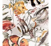 Livelynine Papel tapiz de vinilo de 17.5 x 276 pulgadas con diseño de peces tropicales, papel de pared de peces oceánicos costeros para baño, papel de contacto impermeable, adhesivo colorido bajo el