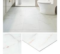 Livelynine Suelo Vinilo Autoadhesivo Blanco Efecto Marmol Baldosas Adhesivas Suelo Baño Marmol Rosa Y Blanco 30x30 16-Baldosas Vinilo Adhesivo Suelo Cocina Losetas Autoadhesivas Suelo Baño Habitación