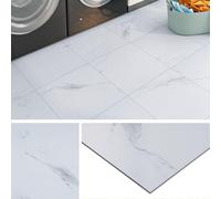 Livelynine Suelo Vinilo Autoadhesivo Cocina Blanco Suelo Vinilico Autoadhesivo Marmol Gris Claro Baldosas Adhesivas Suelos Baño 30x30CM 16 Baldosas Lavable Losetas de Vinilo para Suelos Dormitorio