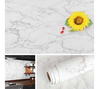 Livelynine Vinilo Adhesivo para Encimera de Cocina - 5M X 90 CM Grandes Vinilos para Muebles - Blanco Mate, Resistente al Agua - para Mesas Redondas