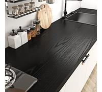 Livelynine Vinilo Encimera Cocina Madera Negro 60CMx500M Lavable Vinilo Adhesivo Madera Negro Mesas Escritorio Papel Adhesivo para Muebles Negra Mate Papel Pintado Autoadhesivo Pared Dormitorio Negra