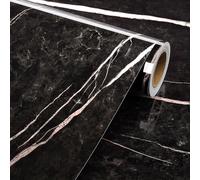 Livelynine Vinilo Encimera Cocina Mármol Negro Vinilo Adhesivo Pared Baño Marmol 40CMx5M Papel Pintado Autoadhesivo Pared Salon Papel Forrar Muebles Adhesivo Marmol Escritorio Papel Adhesivo Muebles