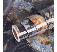 Livelynine Vinilo Marmol Azul 40CMX10M Vinilo Encimera Cocina Negro Dorado Vinilo Marmol Adhesivo Vinilos Para Mesa Cocina Baño Muebles Vinilo Adhesivo Para Encimeras Cocina Azulejos Embellecedor