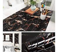 Livelynine Vinilo Marmol Negro Rojo Brillante Vinilo Adhesivo Para Encimera de Cocina Muebles de Baños Adesivos Vinilos Para Mesas Decorativos Papel Vinilo Adhesivo Cocina Resistente al Agua 40CMX2M