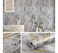 Livelynine Vinilo para Encimera de Cocina Baño Marmol Gris y Dorado 40CMx10M Lavable Papel Adhesivo Muebles Cocina Armarios Papel Pintado Pared Dormitorio Baño Salon Gris Oro Rollo Vinilo Autoadhesivo