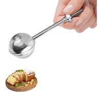 LIVELYPET Dispensador de azúcar en polvo, colador de harina para repostería, dispensador de polvo de panadería con mango accionado por resorte, manejo con una mano, colador de especias de acero