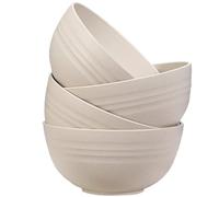 LIVELYPET Juego de 4 cuencos irrompibles para cereales, 20 oz, cuencos de ensalada de plástico, aptos para lavavajillas y microondas, cuencos reutilizables ligeros para sopa de fideos de arroz