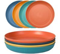 LIVELYPET Juego de 4 platos irrompibles, platos de camping de plástico reutilizables de 8 pulgadas, platos de picnic ligeros para ensalada, postre, pizza, pasta, pan, aperitivo, aptos para