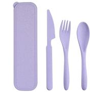 LIVELYPET Juego de cubiertos portátil con maleta, cubiertos de plástico reutilizables, cuchillo, tenedor, cuchara, juego de cubiertos de viaje para camping, picnic, oficina, escuela o uso diario