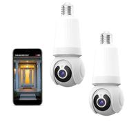 Livelyto 4MP Light Bulb Security Camera, 2.4G WiFi Wireless Night Vision Two-Way Audio Outdoor Light Bulb Camera, Wireless Outdoor Indoor Cameras with Night Vision, Easy to Install (2Pcs,No Card)