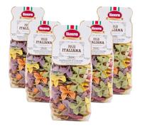 LIVERA- Farfalle de 6 colores, pasta de sémola de trigo duro, secado lento, italiana, elaboración artesanal, paquete de 3 x 500 gr