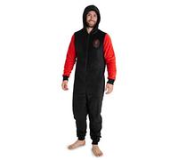 Liverpool F.C. Pijama Hombre de Una Pieza, Pijama Hombre Invierno Entero con Capucha, Pijama Mono Forro Polar, Regalos para Hombres y Adolescentes Talla M-3XL (M, Negro)