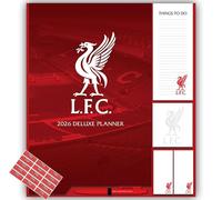 Liverpool FC - Calendario familiar 2026 con 4 columnas, planificador de lujo con notas y pegatinas de organización incluidas