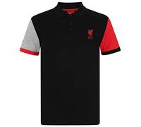 Liverpool FC - Polo Oficial para Hombre - con el Escudo del Club - Negro - Mangas en Contraste - 3XL