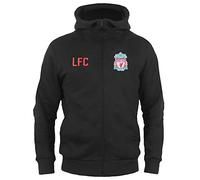 Liverpool FC - Sudadera Oficial con Capucha y Cierre de Cremallera - para niño - Forro Polar - Negro - 6-7 años
