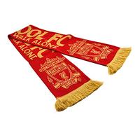 Liverpool FC You'll Never Walk Alone Red Gold Crest Liverbird Scarf LFC Official