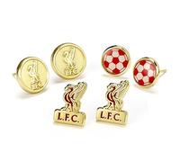 Liverpool Football Club - Juego de 3 pares de pendientes de tuerca, talla única, Zinc, Sin piedra preciosa