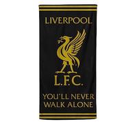 Liverpool Football Crest - Toalla de playa 100% algodón, toalla de baño LFC para adolescentes, hombres, niños, 70 x 140 cm (negro y dorado)