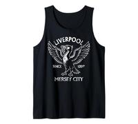 Liverpool Mersey City Since 1207 Liver Bird White Print Envejecido Camiseta sin Mangas