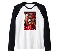Liverpool Steven Gerrard Levanta Trofeo Copa Mundial de Fútbol Camiseta Manga Raglan