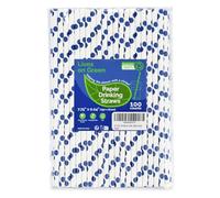 Lives on Green 100 piezas de pajitas de papel desechables con lunares azules de 19,7 x 0,6 cm - para cóctel, jugo, bar, restaurante