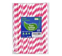 Lives on Green Pajitas de papel a rayas de 19,7 cm de color rosa caliente para beber - sin embalar, 100 unidades - para fiestas, bodas, cócteles, bebidas