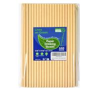 Lives on Green Pajitas de papel kraft marrón para beber de 19,7 x 0,6 cm, 100 unidades, para bar, restaurante, suministro de alimentos, catering