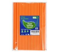 Lives on Green Pajitas de papel naranja sólido de 7.75 pulgadas sin envolver, 100 unidades para cócteles, bares, restaurantes, agua, jugo, refrescos