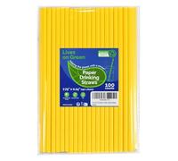 Lives on Green Pajitas desechables de papel amarillo sólido, 19,7 cm, 100 unidades, para bebidas, cumpleaños, fiestas, manualidades