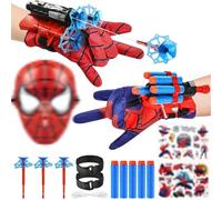LIVESTN 2 Juegos de Guantes de Lanzador, Guantes Spiderm Niño Lanzador de Héroes Launcher Glove Guante Hero Launcher con Máscara y Dardos, para Juegos Infantiles para Fiestas de Cosplay