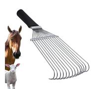 Livestock Shedding Rake, Steel Undercoat for Effective Shedding, Wool Removal with Handle, Comfortable Grip for Demitting Horse Manes, on Sheep, Cows, Goats, and Pets, 9 Inches Long