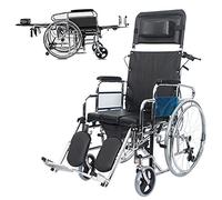 Liviana Silla de Ruedas móvil de Transporte Liviana, con Frenos de Mano con Bloqueo y cuña, Plegable, se Puede Plegar en una camilla