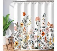LIVILAN Juego de Cortina de Ducha de Tela Floral con 12 Ganchos, Cortina de baño Decorativa de Acuarela, Accesorios de baño Modernos, Lavable a máquina, 72 x 84 Pulgadas