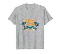 Livin' Easy Tropical Beach Hamaca Vacaciones Camiseta, Hombre, Gris Jaspeado, XXL