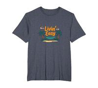 Livin' Easy Tropical Beach Hamaca Vacaciones Camiseta, Hombre Tallas Grandes, Azul Jaspeado, 2X Alto