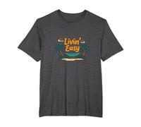 Livin' Easy Tropical Beach Hamaca Vacaciones Camiseta, Hombre Tallas Grandes, Jaspeado Oscuro, 2X Alto