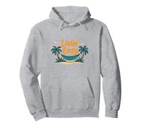 Livin' Easy Tropical Beach Hamaca Vacaciones Sudadera con Capucha, Unisex para Adultos, Gris Jaspeado, XL